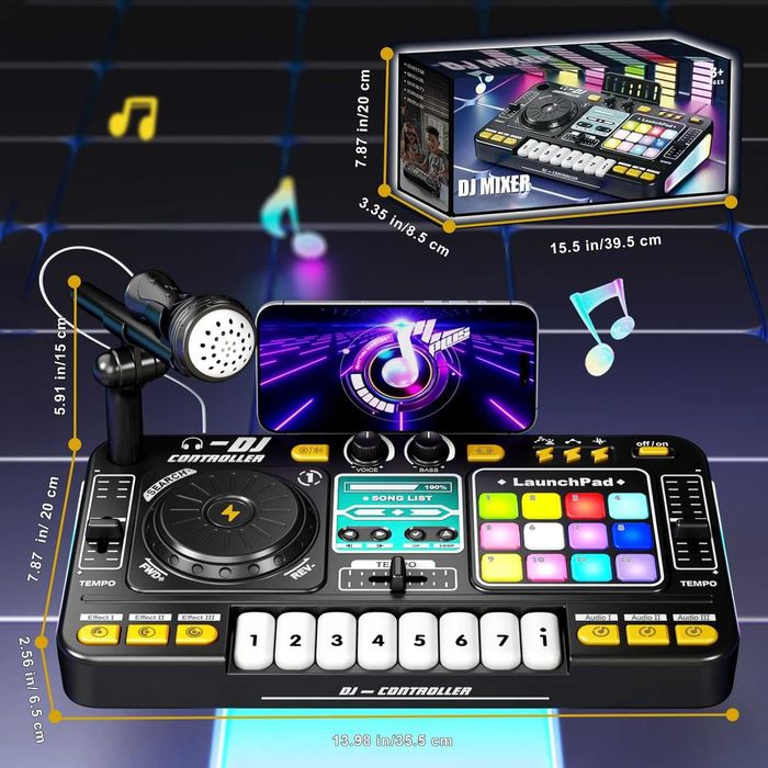RedCrab Детска DJ миксерна маса, DJ пулт за деца с микрофон, Bluetooth