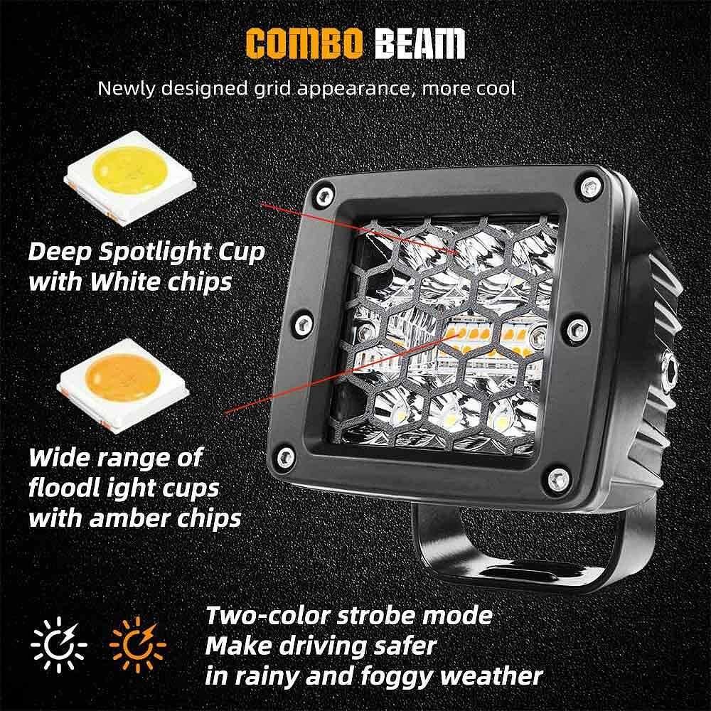 LED халоген лампи с окабеляване 12-24V, мигащи 6 режима, 6 броя