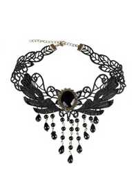 Choker brodat in forma de V, stil gotic