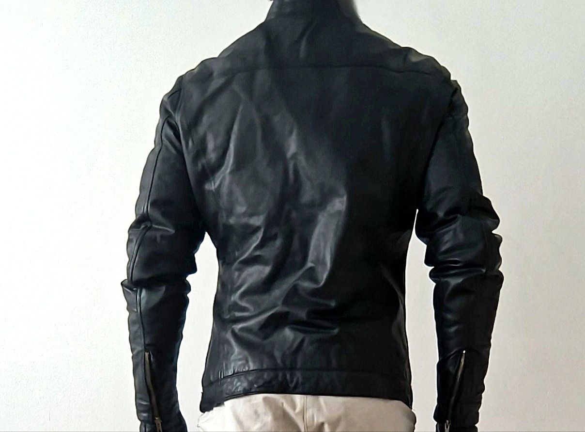 Jacheta Piele Classic British Cafe Racer Neagra M Athletic Fit Geaca