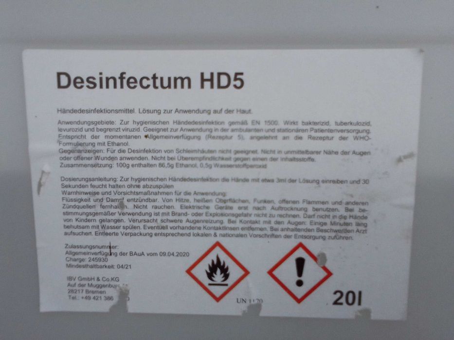 Dezinfectant pentru suprafete  -  Industrial , bidon 20 L