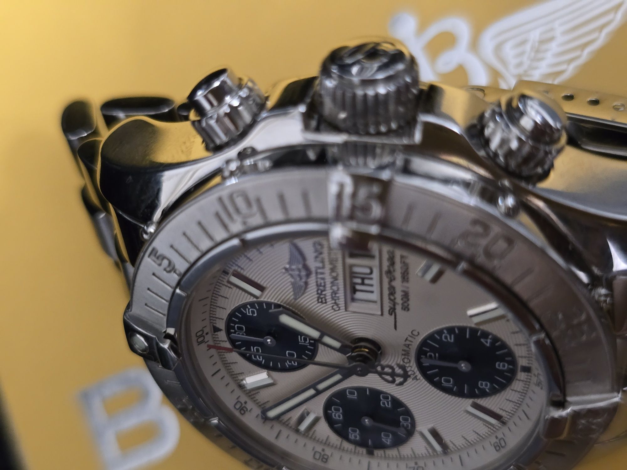 BREITLING Super Ocean Chronograph A13340 DayDate 500m Silver SS Men Au