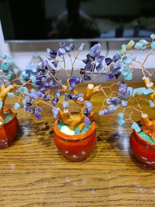 Copacul vietii roditor,cupru și pietre naturale jad si ametist india