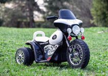 Motocicleta electrica copii, POLICE JT568 35W STANDARD, Alb & Negru