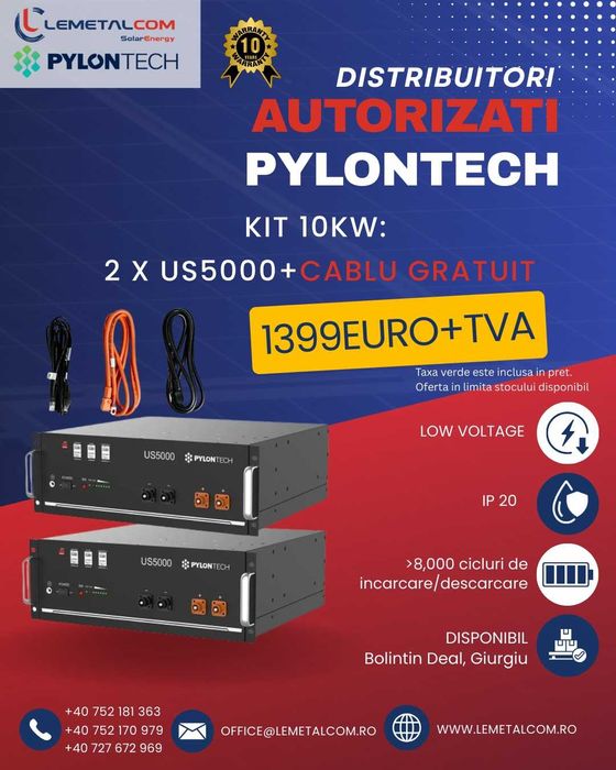 Combo Extra Smart Pylontech  kit 10kw Super 2+1 cablu