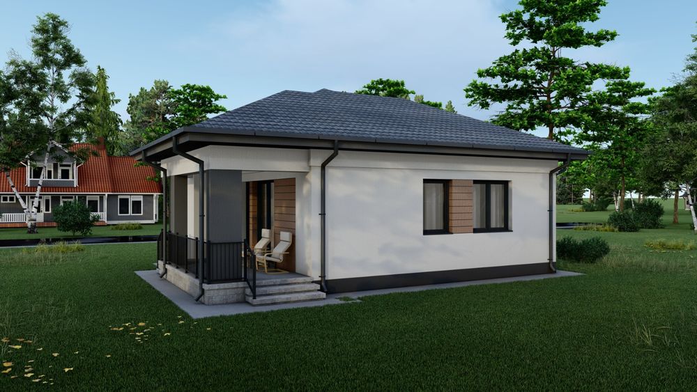 Case cu două dormitoare dining și baie bucătărie