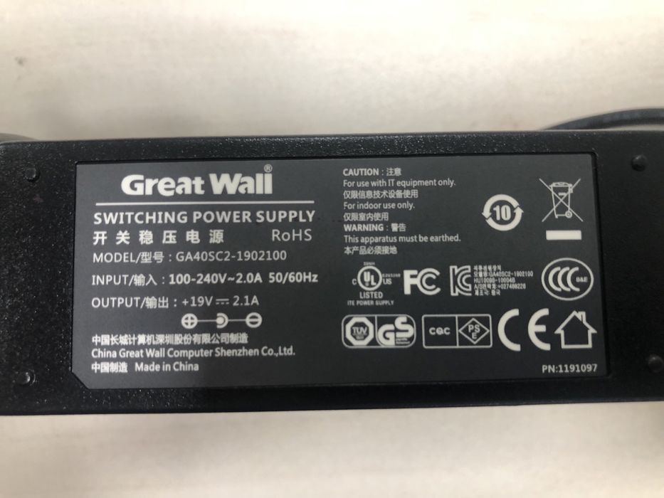 Блок питания Great Wall для ноутбука 40W (19V 2.1A)