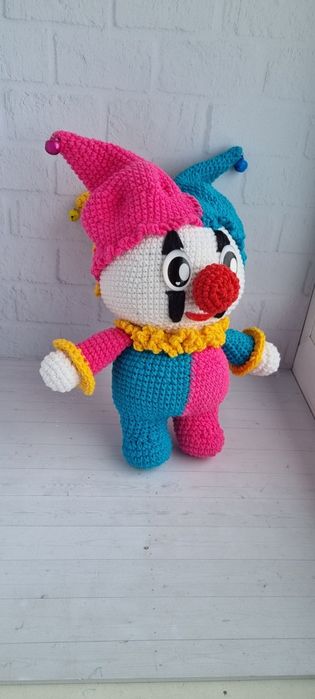 Клоун ручной работы, кукла вязанная