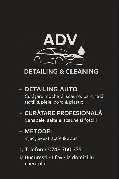 •	Curățare Profesională Canapele & Detailing Auto la Domiciliu