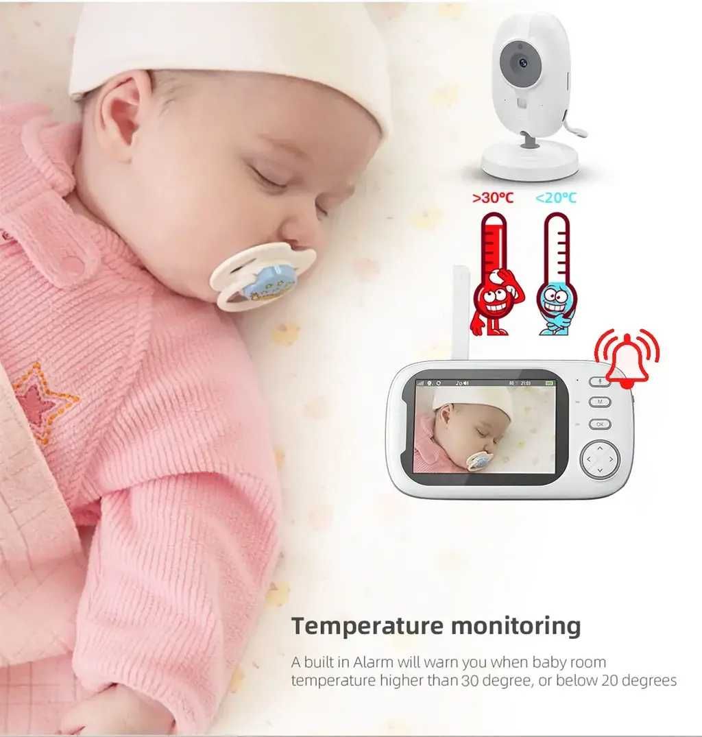 Бебефон с камера EasySleep, Сензор за температура и шум, Видеозапис