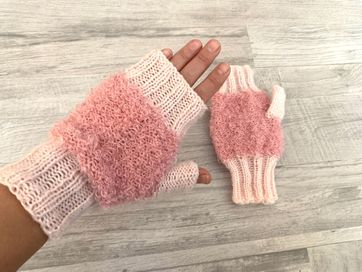 Ръчно плетени розови дамски ръкавици без пръсти, За момичета или жени