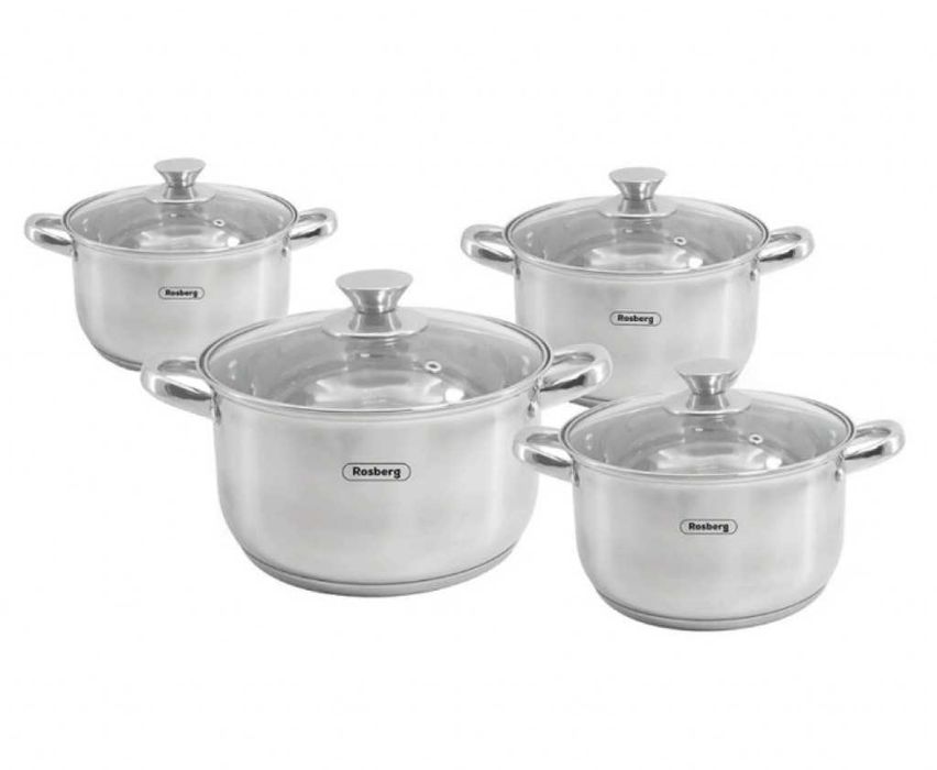 Комплект тенджери Rosberg 16/18/20/24см. - 1.8/2.5/3.4/5.8л.,