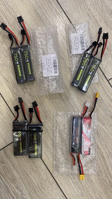 Батарейки 2S от 720 до 1000 mah для FPV дронов