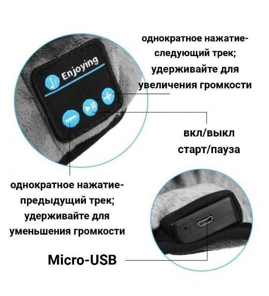 Маска для сна Bluetooth для беспроводных наушников для сна.