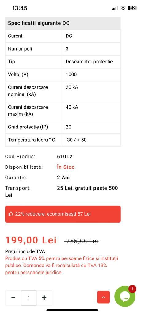 Descărcător  de supratensiune fotovoltaic