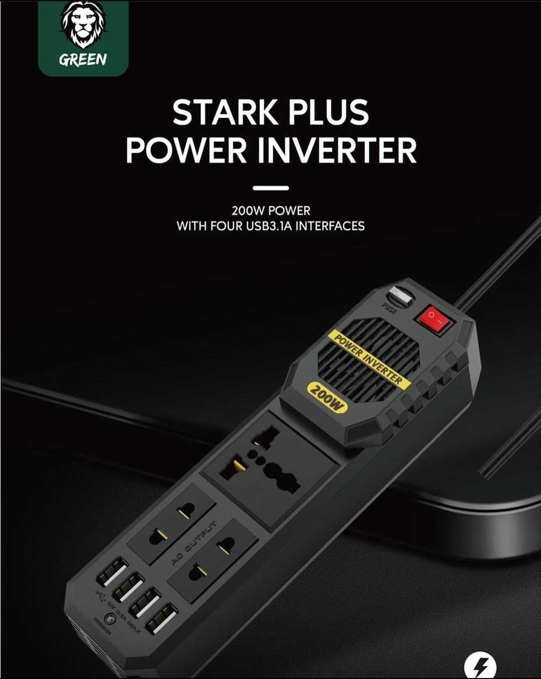 Green Lion Stark Plus Power Inverter 200W/ V12 Автомобильный Инвертор