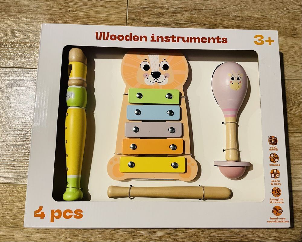 NOU sigilat set Montessori instrumente muzicale lemn