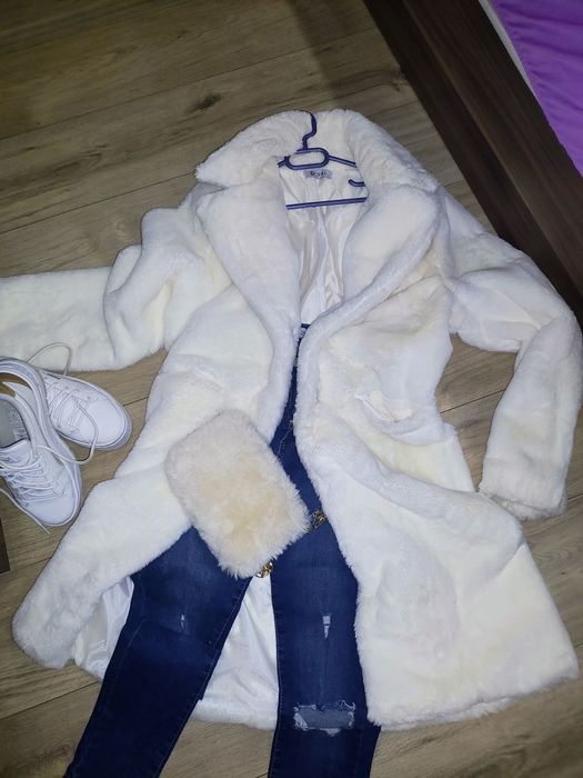Промоция!!/Ново /Дамско пухено палто+подарък плюшен шал
