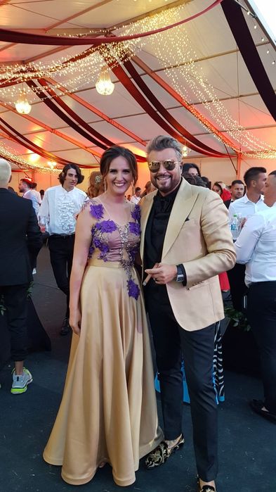 Rochie 2 în 1 auriu cu mov- cu  Reducere