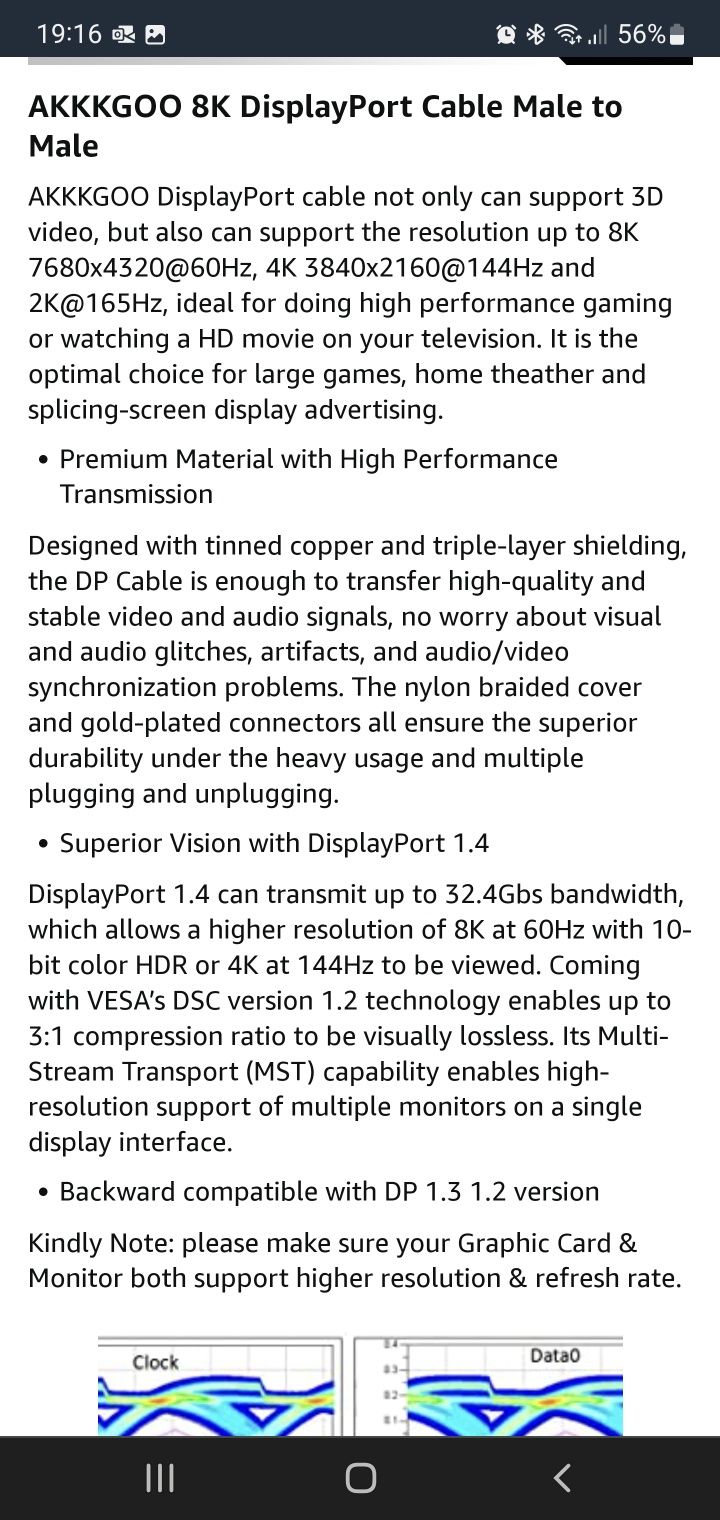 Adaptor DisplayPort cablu male-male 0.5M - 8K