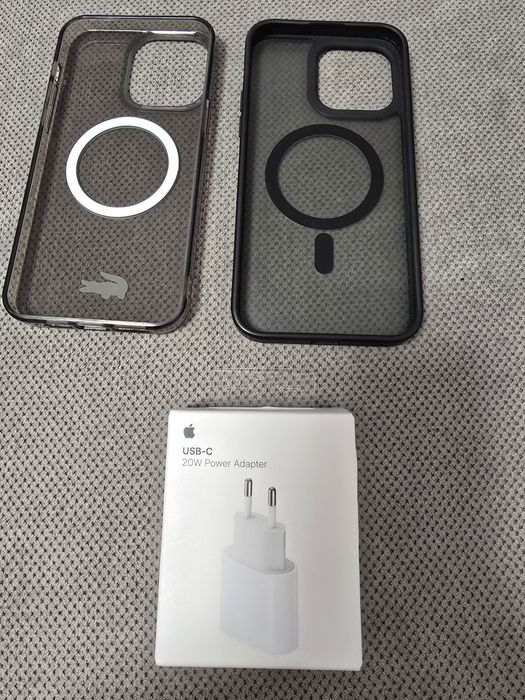 Incarcator iphone+ 2 huse Lacoste 14 pro max