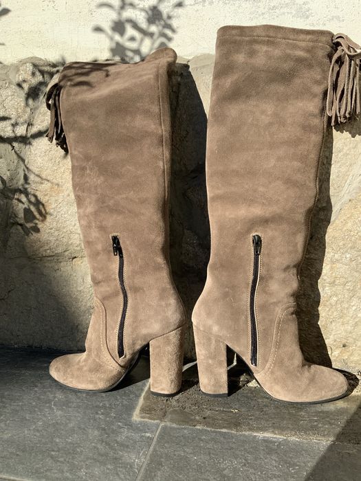 Дамски елегантни ботуши Дарис,естествен велур