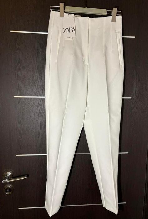 Pantaloni Zara albi office noi cu eticheta