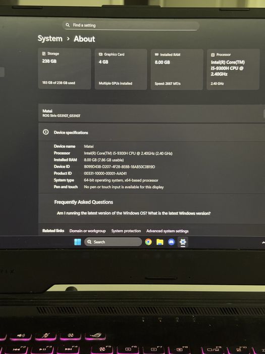 Laptop Lenovo Asus Rog Strix G