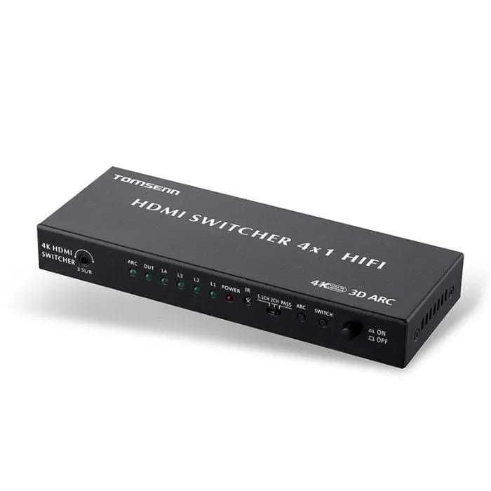 HDMI spliter Tomsenn 4x1, Ultra HD, 4K, 3D, HiFi, ARC, full metal