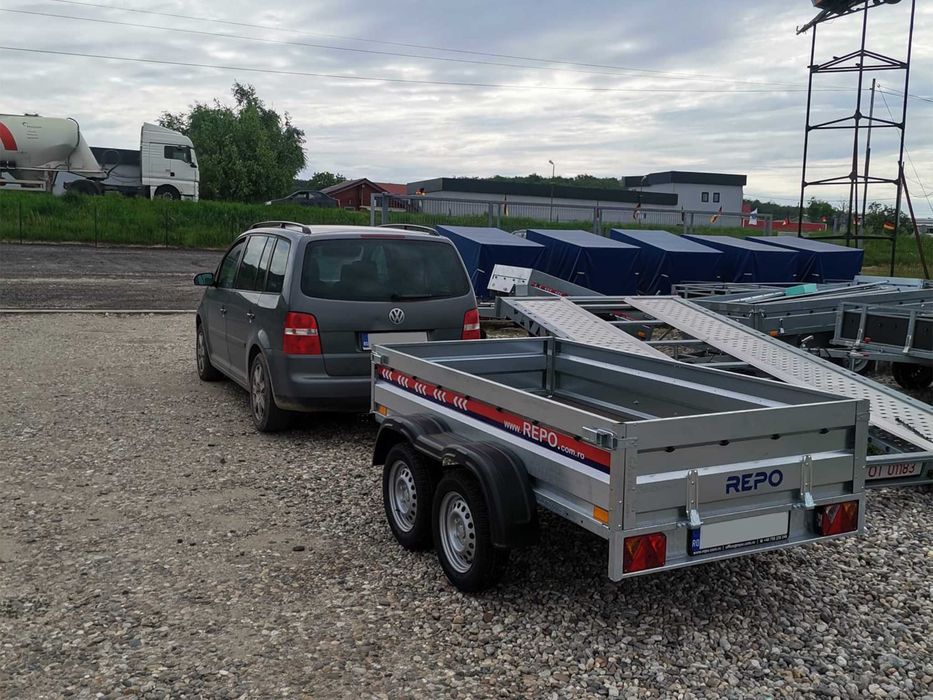 Remorca 750 kg  doua axe Repo,auto,moto,atv ,basculabila Noua