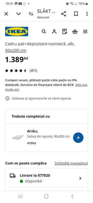 Pat Ikea SLAKT  ,stare perfecta