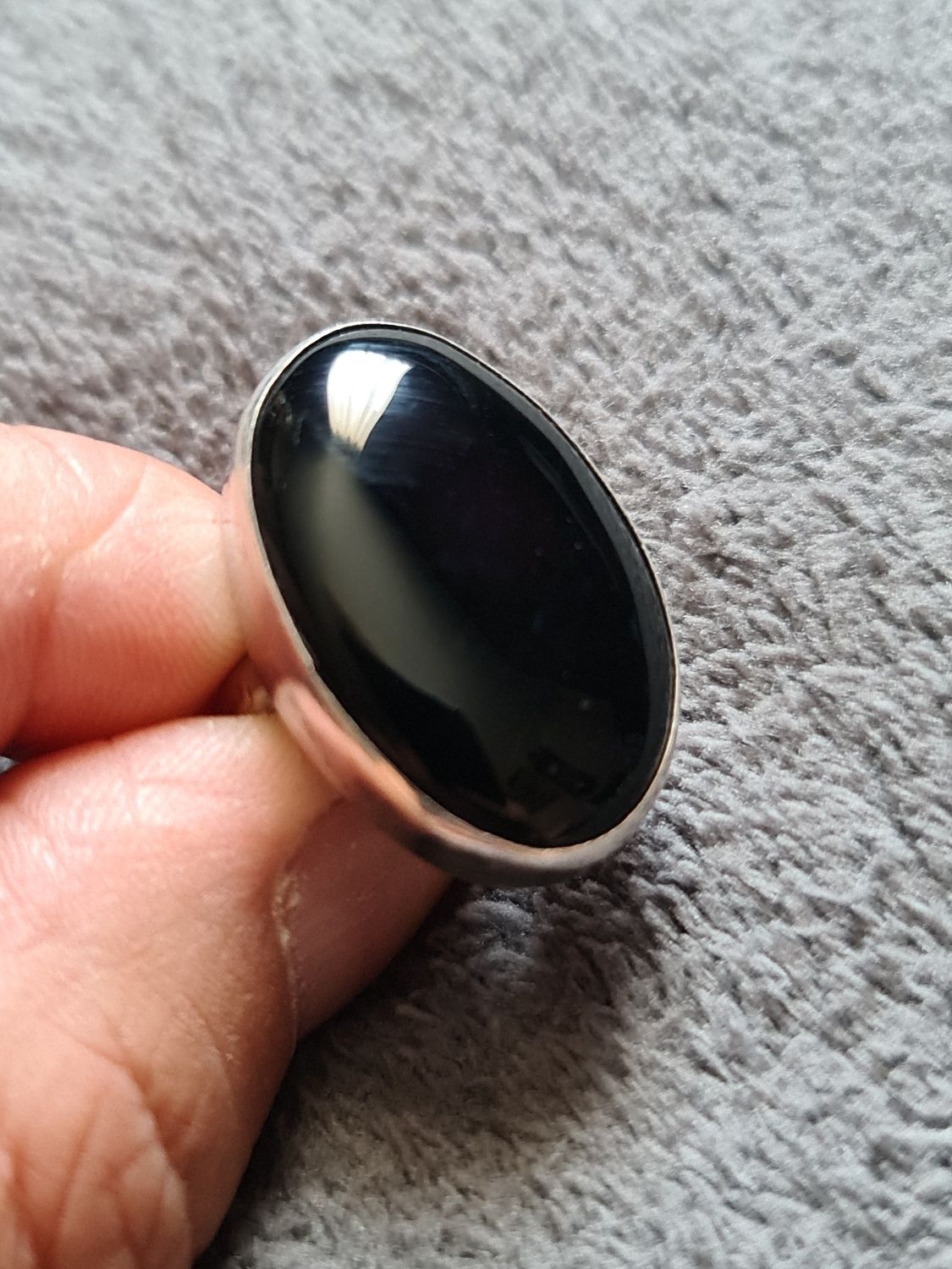Inel mare masiv argint 925 piatra onix,stare foarte buna