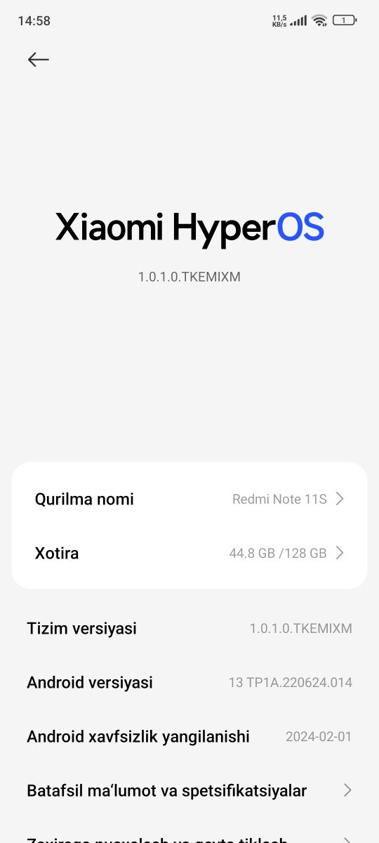 Xiomi redmi Not 11 S