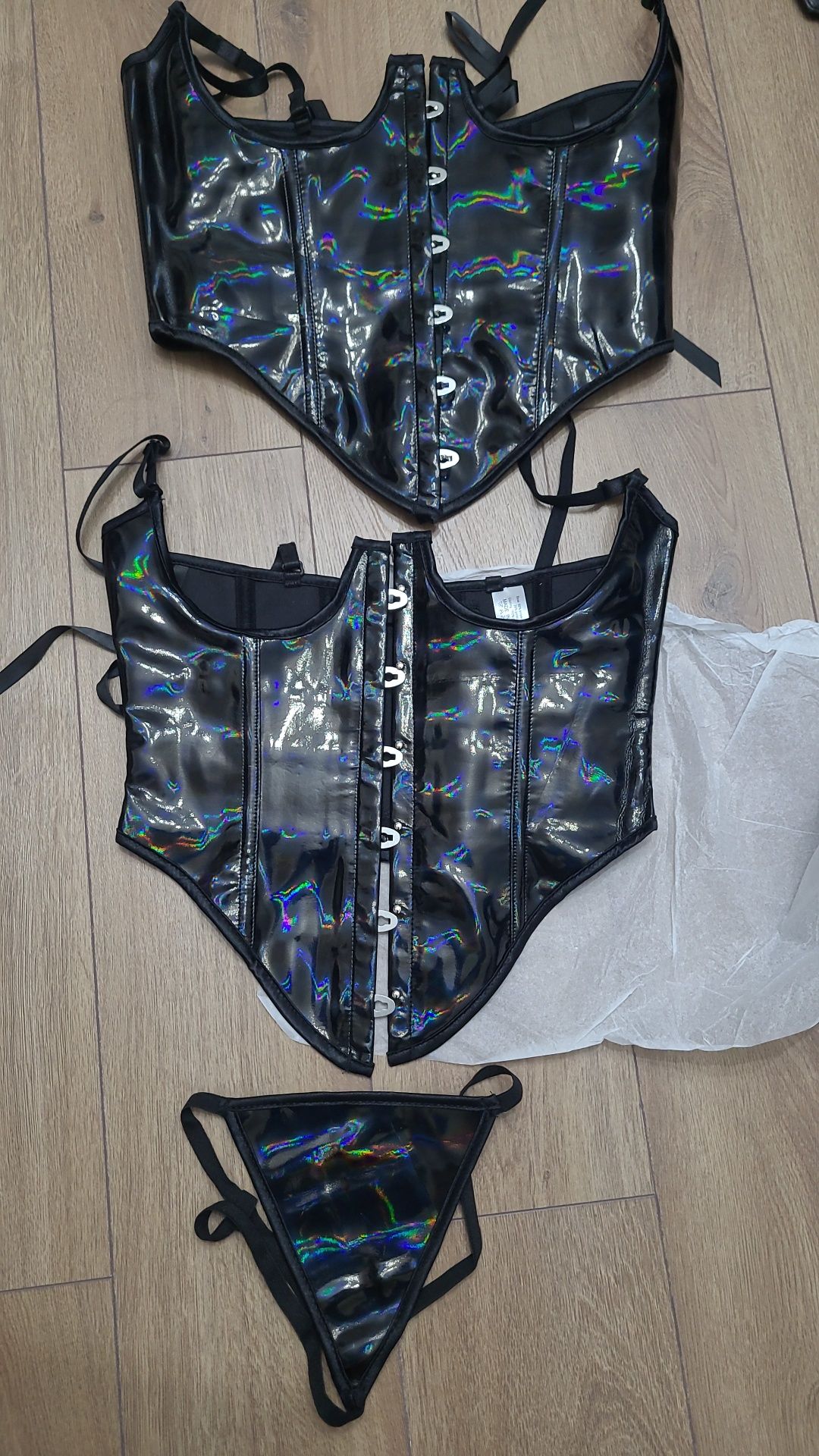 corset sexy latex lac hologram  S si M 2201