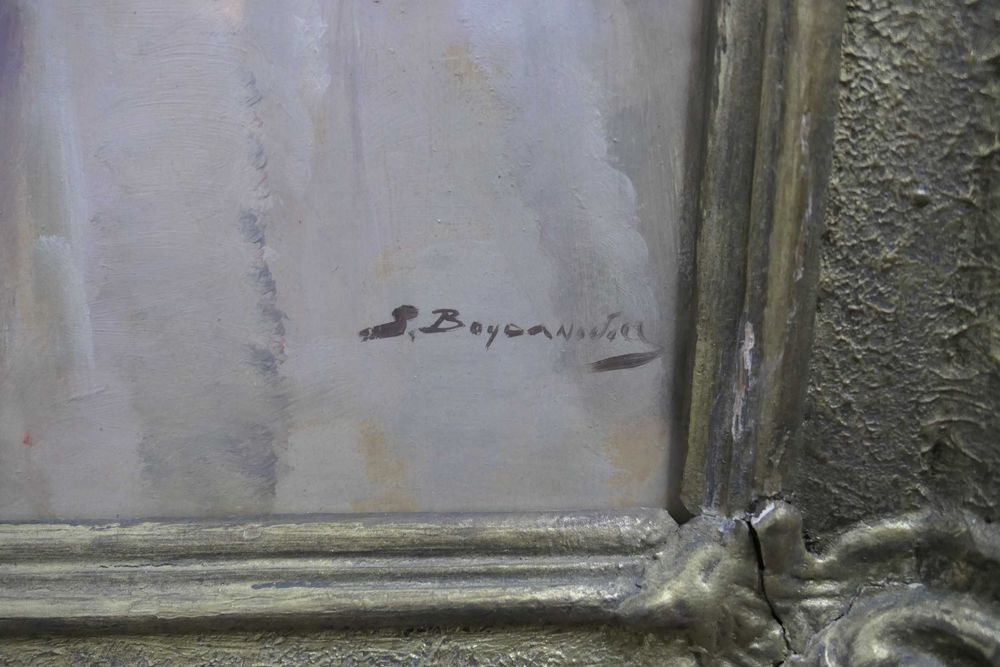 Samuel Bogdanovici Batran cu Pipa Semnat - Rama lemn + Sticla 60/40cm