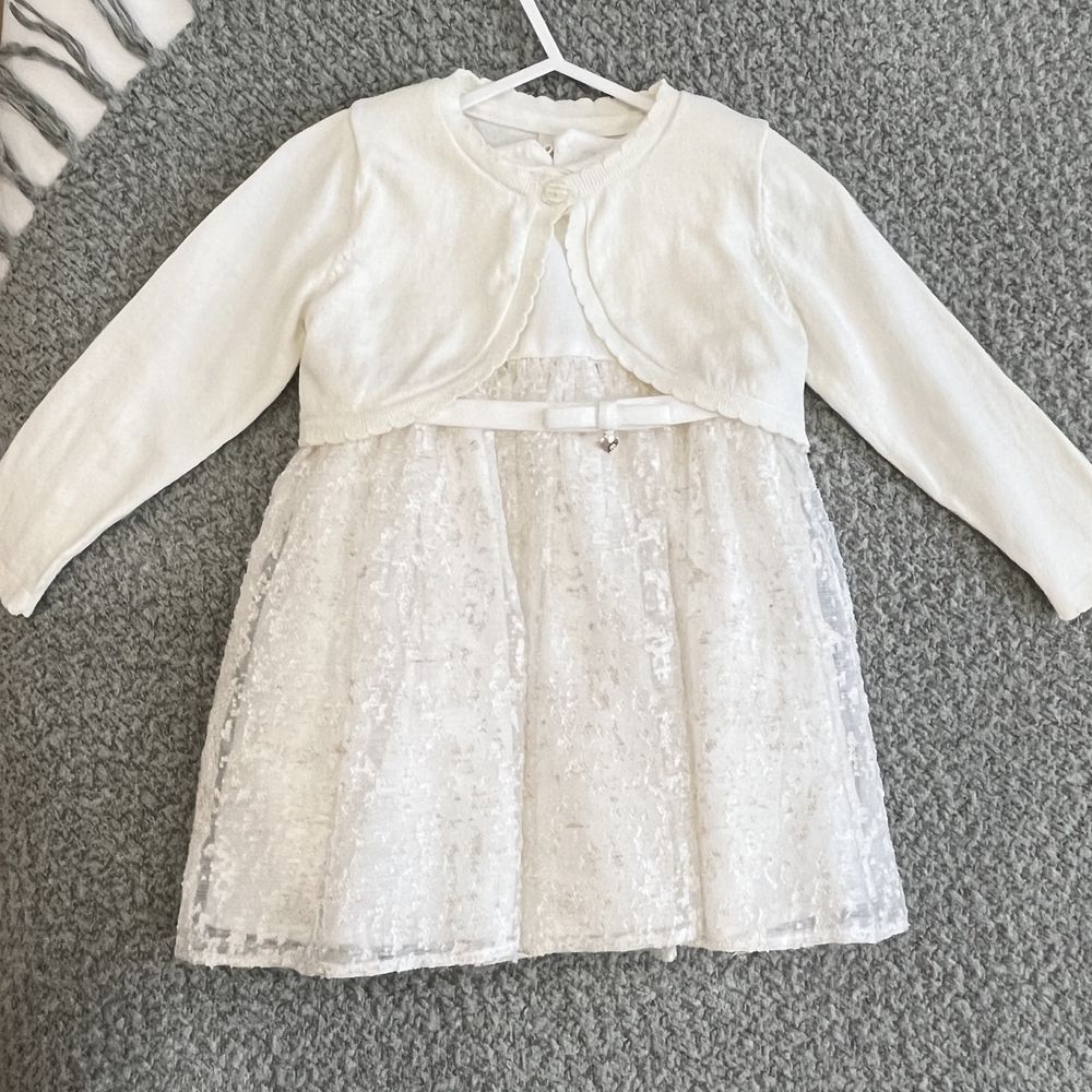 Бяла официална детска рокля Mayoral