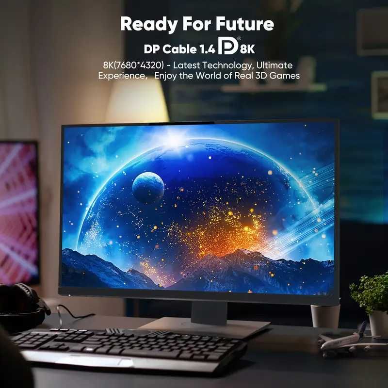 Високотрансферен Кабел DP 1.4 8К/60Hz"FPS MAX"HIGHWINGS*DP1.4/32.4Gbps