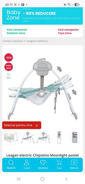 Vand 2 leagane unul roz si unul alastru pentru bebe de la 0 luni