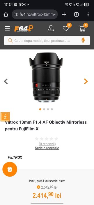 Viltrox 13mm f/1.4 Fujifilm nou in garantie