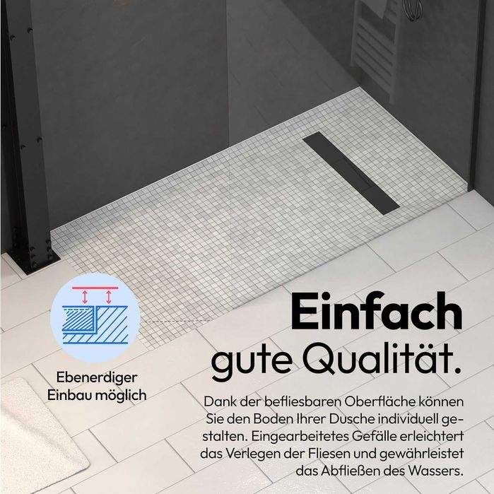 Panou de duș Marwell  cu jgheab de scurgere integrat