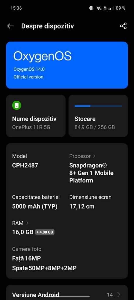 Vând OnePlus 11R 5G 256GB ca noua 10 din 10