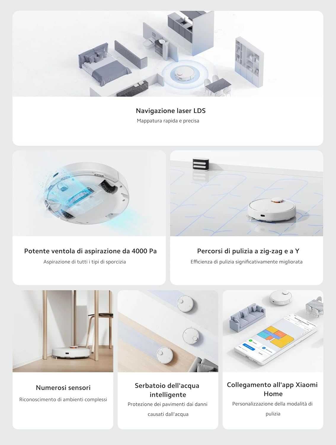 Прахосмукачка робот Xiaomi Mi Robot Vacuum S12, LDS навигация 4000Pa