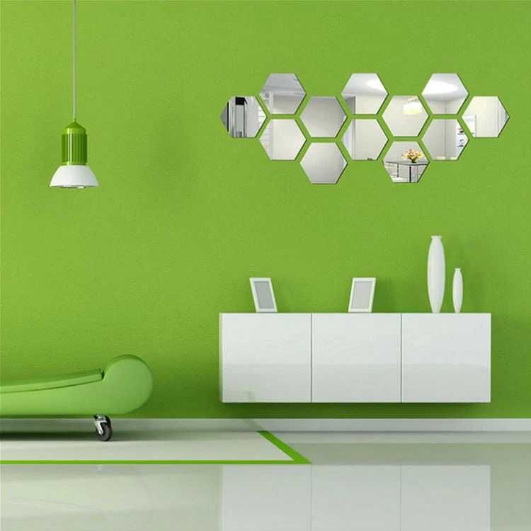 SET 12 oglinzi autocolante decorative OGLINDA in forma de HEXAGON