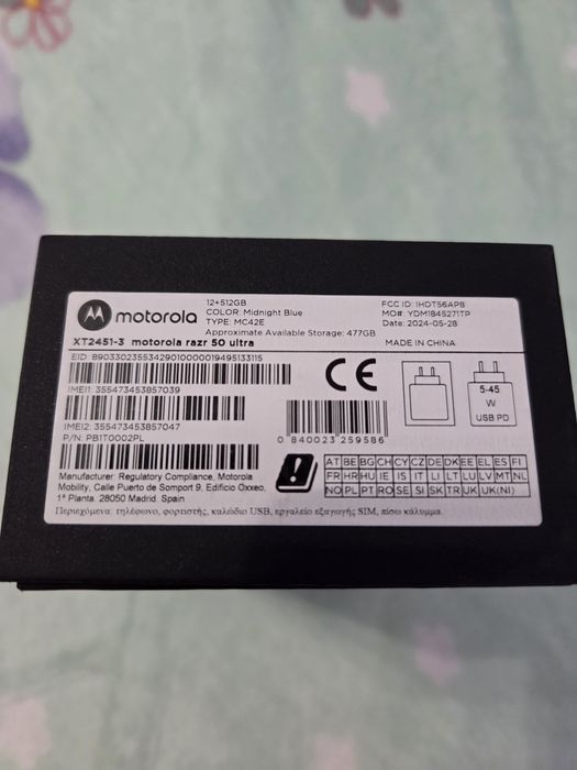 Motorola Razr 50 Ultra, 5G, 512 GB, Midnight blue