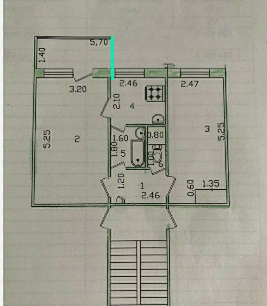 Chilanzar 10. Razdelno 2 komnati. Balkon 1'5/3