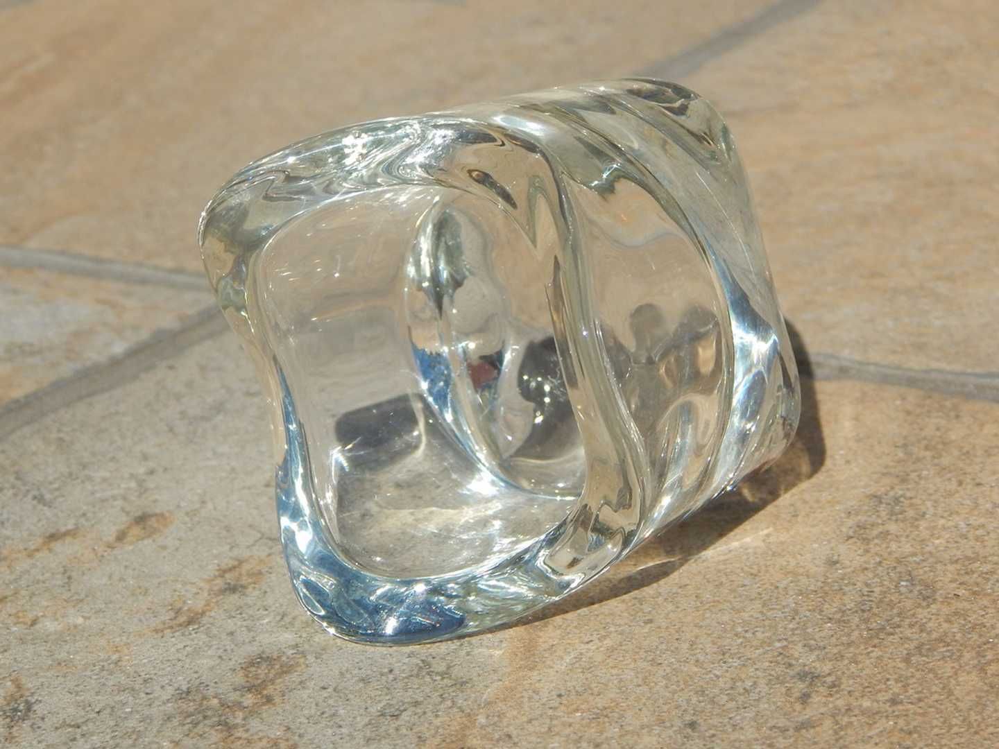 Suport lumanare sticla transparent stil vaza 6 cm inaltime