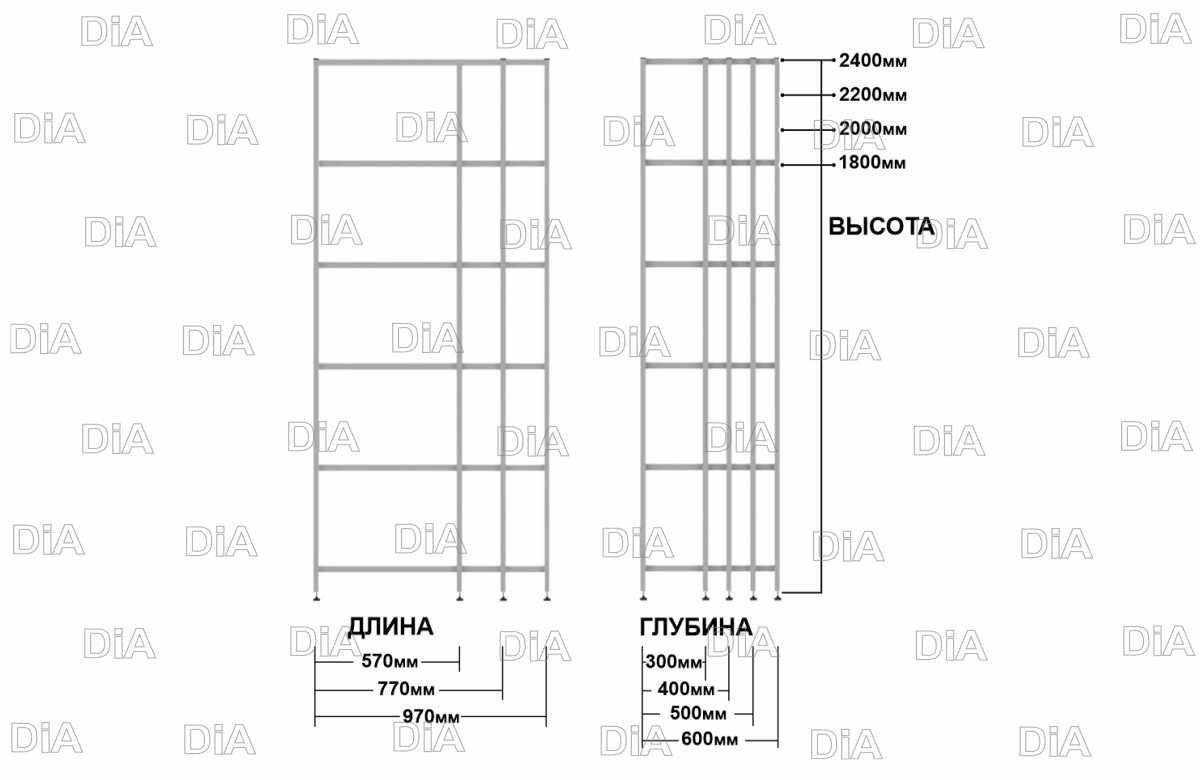 Металлические полочные стеллажи для хранения товаров DiA32