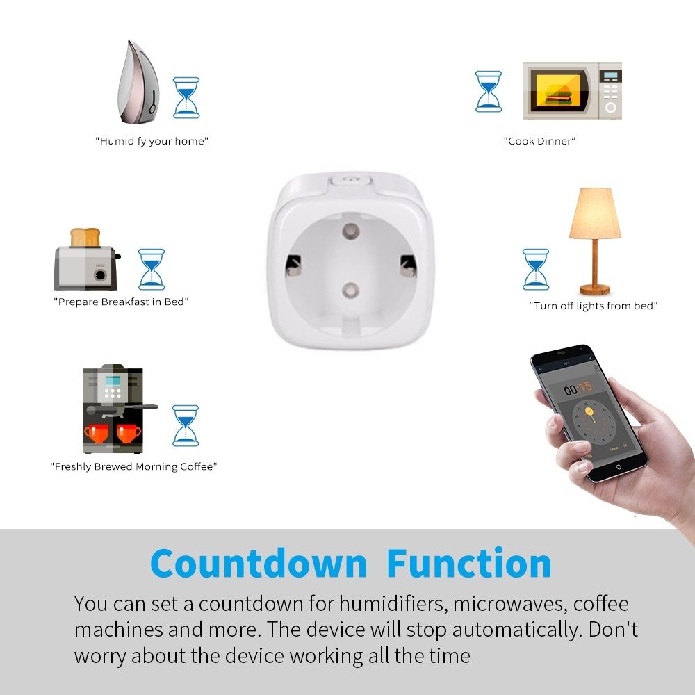 Tuya Smart 20А/4200W WiFi умен контакт с отчет на ел.енергия