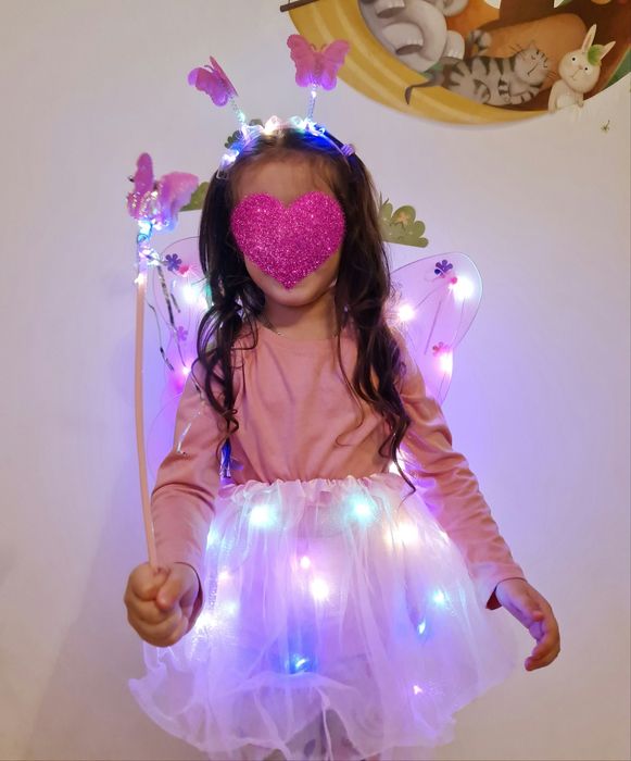 Set de zâne cu leduri ( fustițe, bentițe,aripi și bagheta)