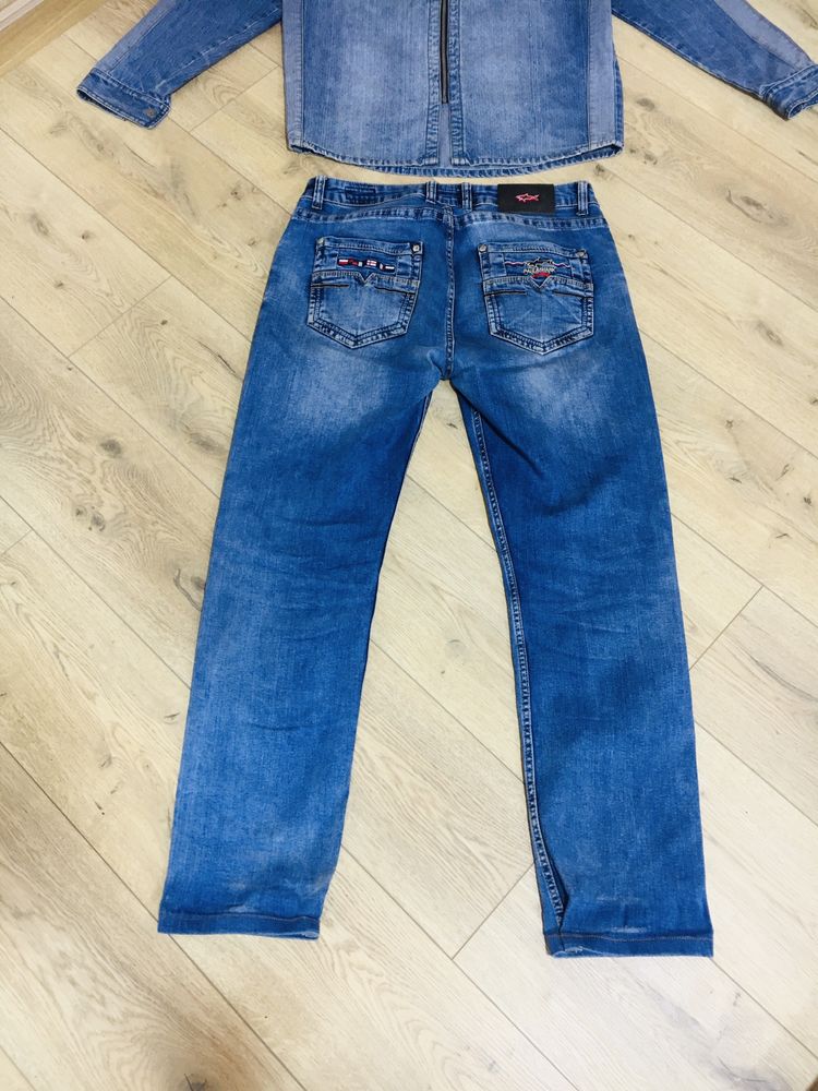Джинсовая фирменная куртка BERSHKA фирменные джинсы Paul & Shark